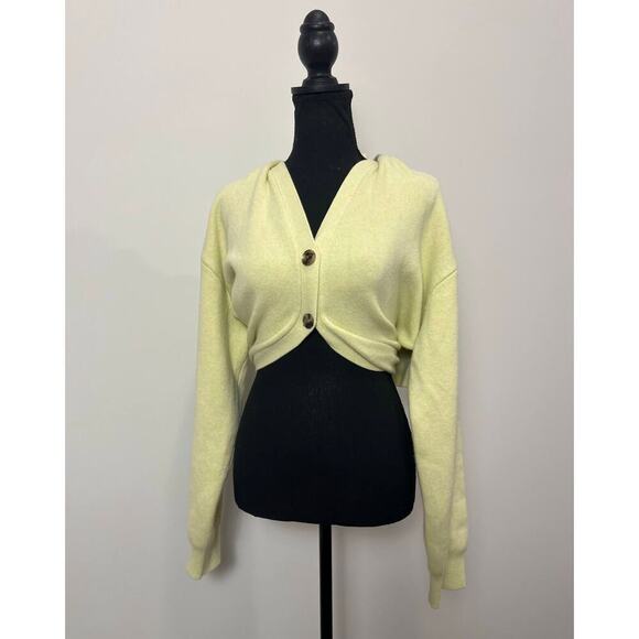 Alexander Wang Wool Cardigan in Green Small Knit Long Sleeve V-Neck Button Front - Picture 3 of 5